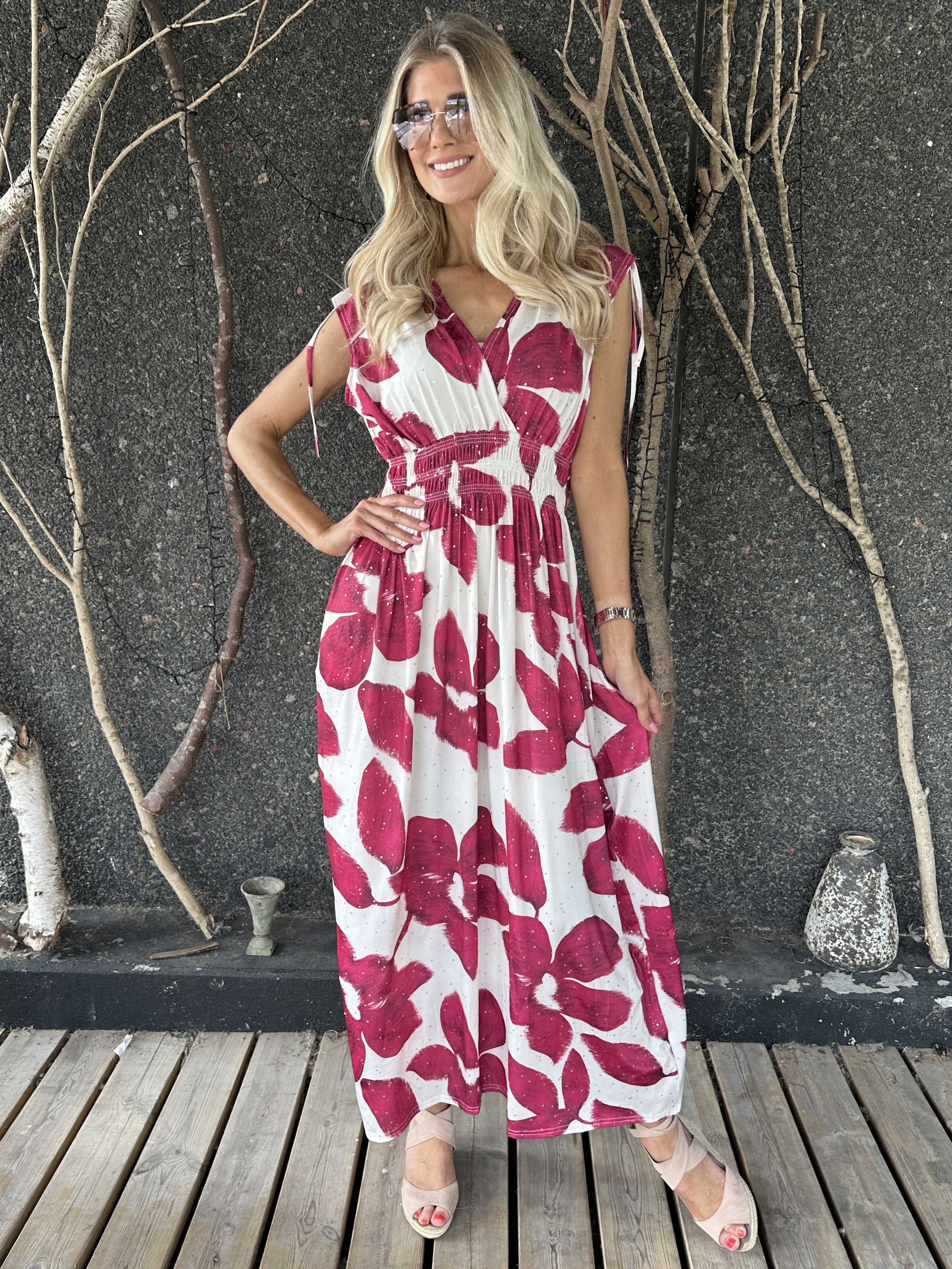 Pams Art Flower Sleeveless - Lang elastisk kjole med store blomstermotiver